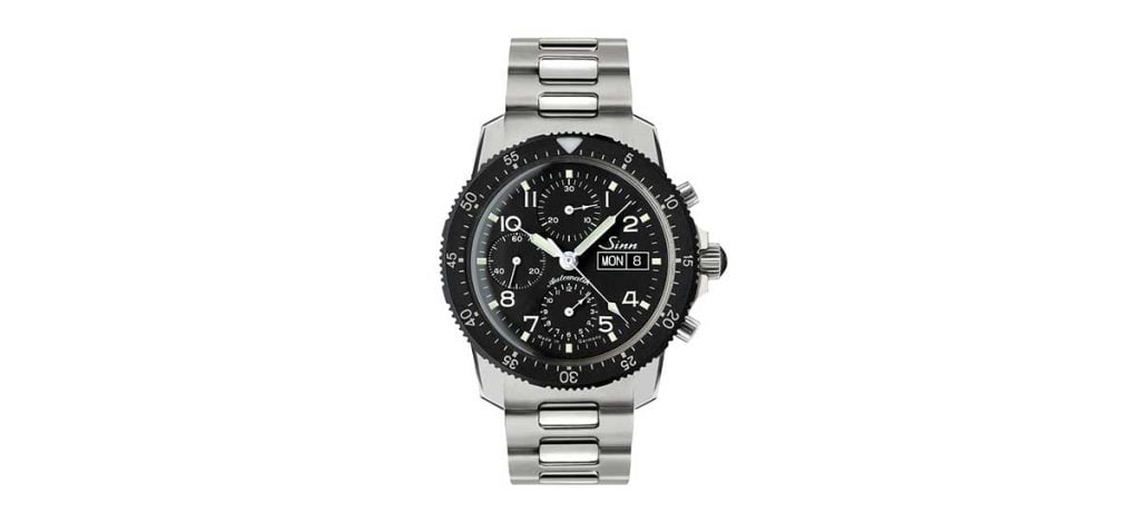 Sinn 103 St Pilot Chronograph Automatic Watch - Black Dial - Solid Bracelet