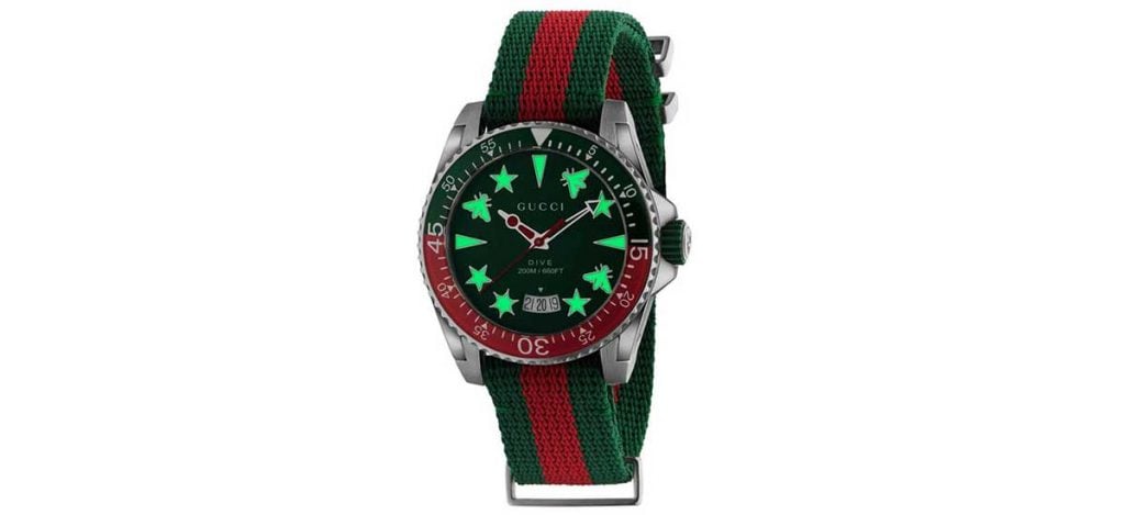 Gucci Dive Watch 40mm Green Dial Nylon Strap (Style ‎663954 I18M0 6421)