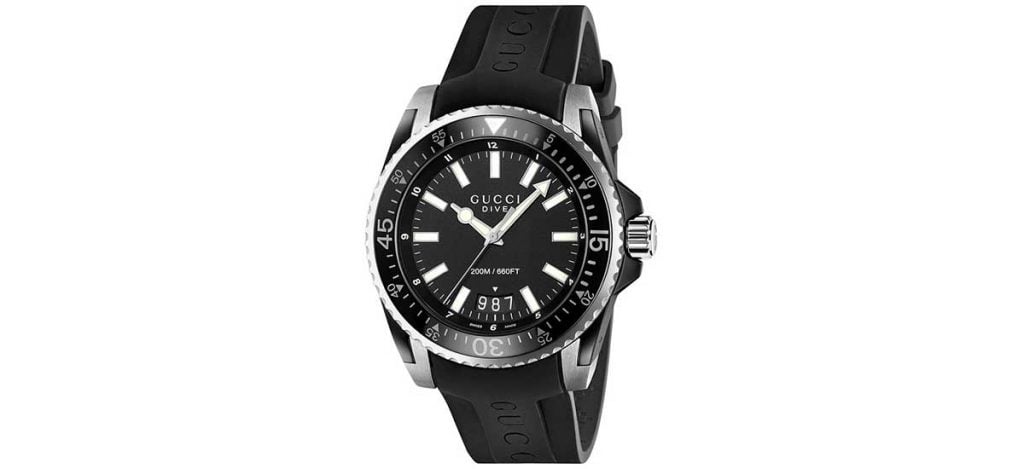 Gucci Dive Watch 45mm Black Dial Rubber Strap (Style ‎633001 I16X0 1000)