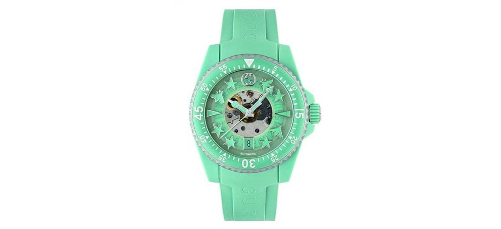 Gucci Dive Watch Bio-Based 40mm Aquamarine (Style ‎704337 I16H0 4009)