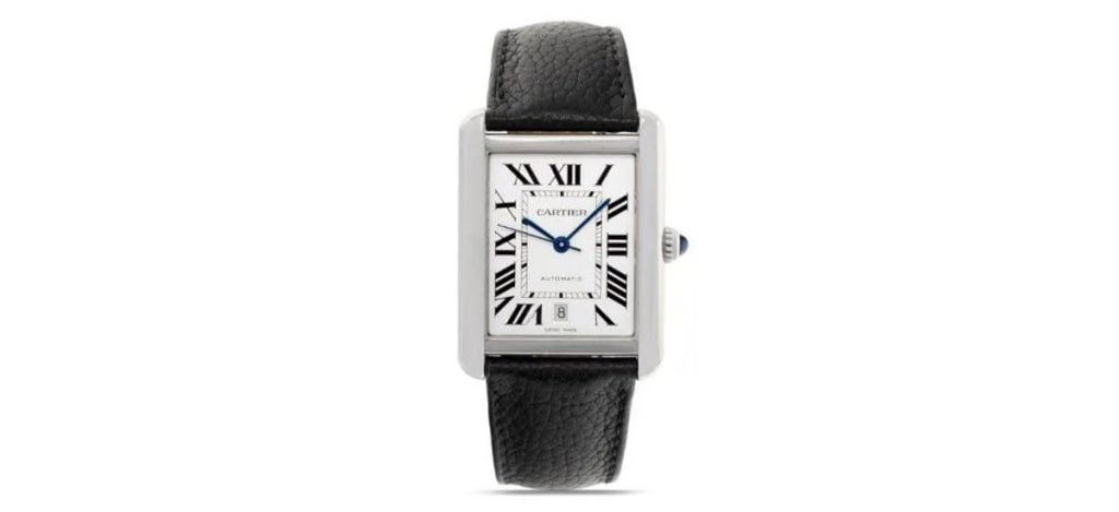 ▷ Cartier Tank Louis Cartier Small Quartz Yellow Gold Silver Dial Leather  Strap W1529856 - REVIEW 