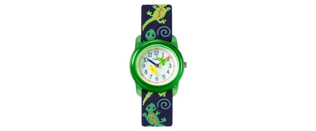 Timex Time Machines 29mm Green Gecko Elastic Fabric Kids Watch