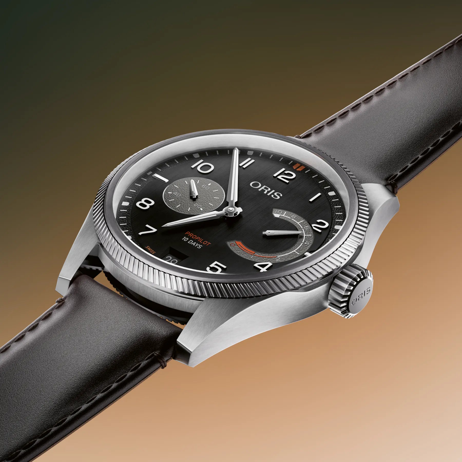 Oris Propilot Calibre 111 Black Dial on Leather Strap 01 111 7808 4164-07 6 20 19LC
