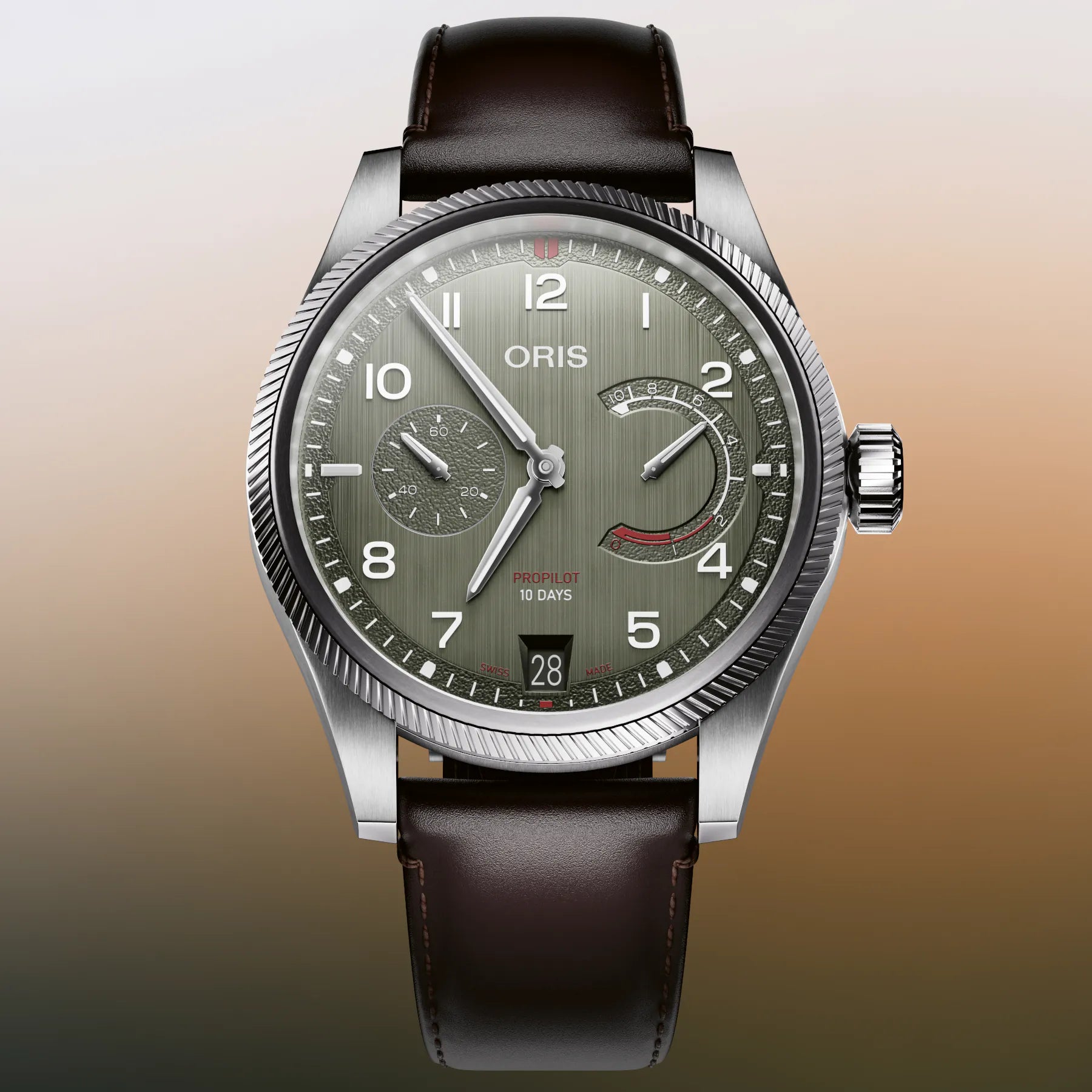 Oris Propilot Calibre 111 Green Dial on Leather Strap 01 111 7808 4167-07 6 20 19LC