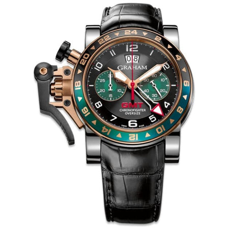 Graham Chronofighter Oversize GMT Black BRG Steel & Gold 2OVGG.B16A