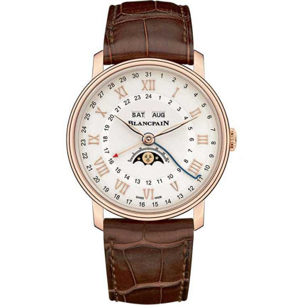 Blancpain Villeret Quantieme Complet GMT Red Gold on Strap 6676 3642 55B