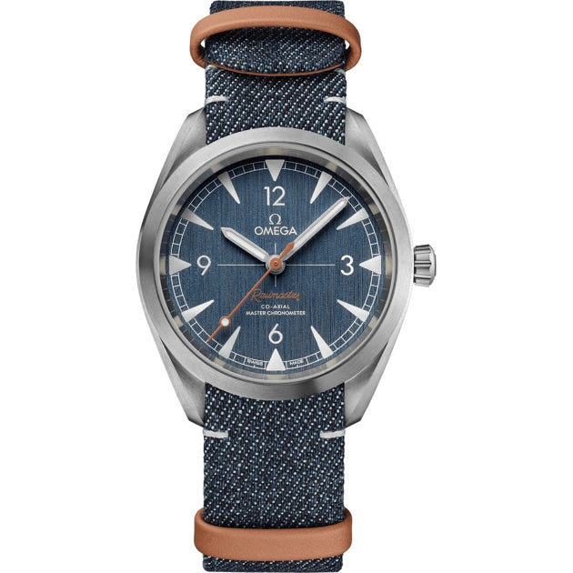 Omega Railmaster Blue Dial Denim Co-Axial Master Chronometer NATO Strap