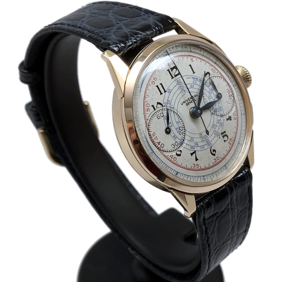 Vintage 1940s Universal Geneve 18k Yellow Gold
