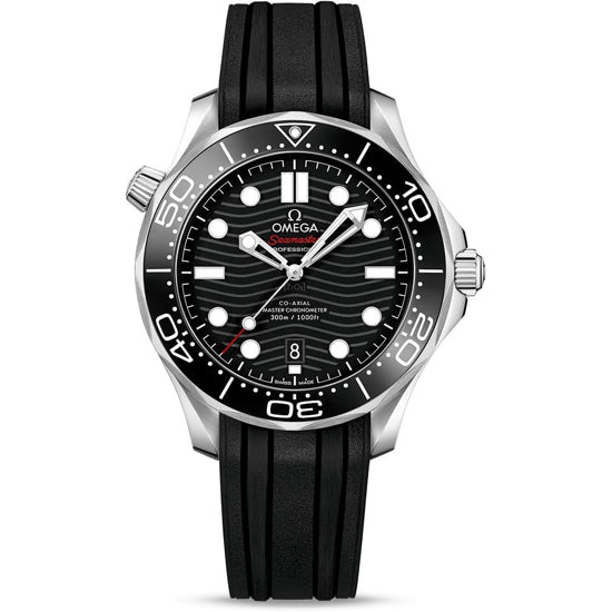 Omega Seamaster Diver 300M Co-Axial Master Chronometer Black Dial on Rubber Strap
