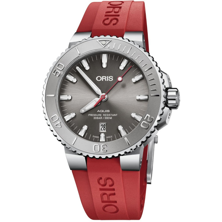 Oris Aquis Date Relief Red Strap