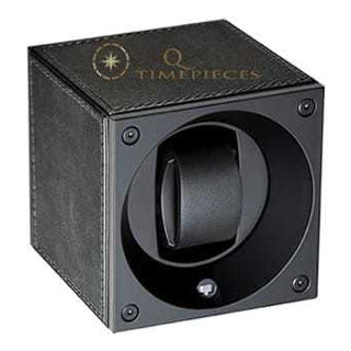 Swiss Kubik Watch Winder Single Black Leather Black Stitches