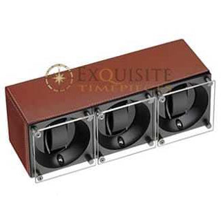 Swiss Kubik Watch Winder Triple Natural Calf Leather With White Stitches Window Protect