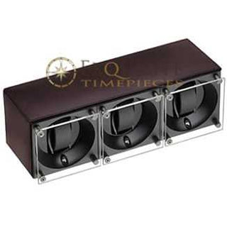 Swiss Kubik Watch Winder Triple Dark Brown Calf Leather Window Protect
