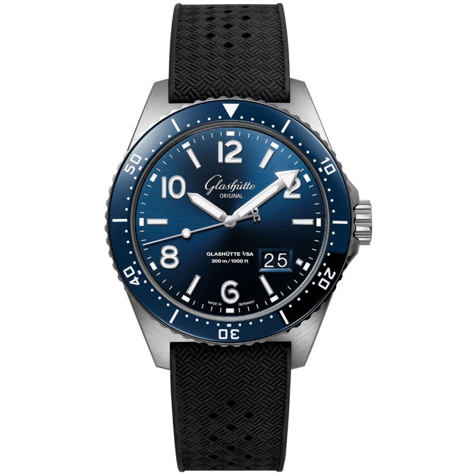 Glashütte Original SeaQ Panorama Date Blue Dial Rubber Strap