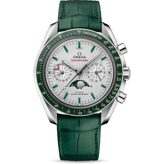 Omega Speedmaster Moonwatch Master Chronometer Moonphase Platinum Green