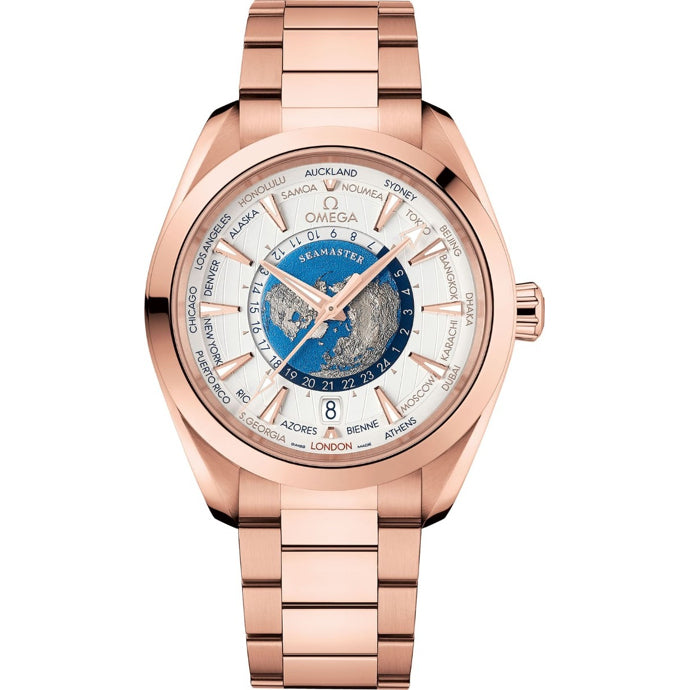 Omega 220.50.43.22.02.001 Seamaster Aquaterra 150m Master Chronometer GMT Worldtimer 43mm Gold