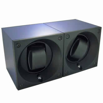 SwissKubik Watch Winder Duo Blue Aluminium with Window Protect