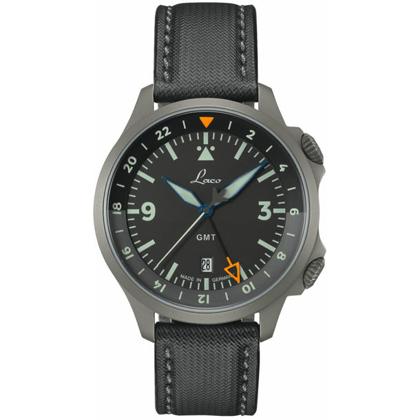 Laco Pilot Frankfurt GMT Schwarz