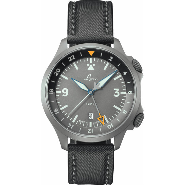 Laco Pilot Frankfurt GMT Schwarz Gray