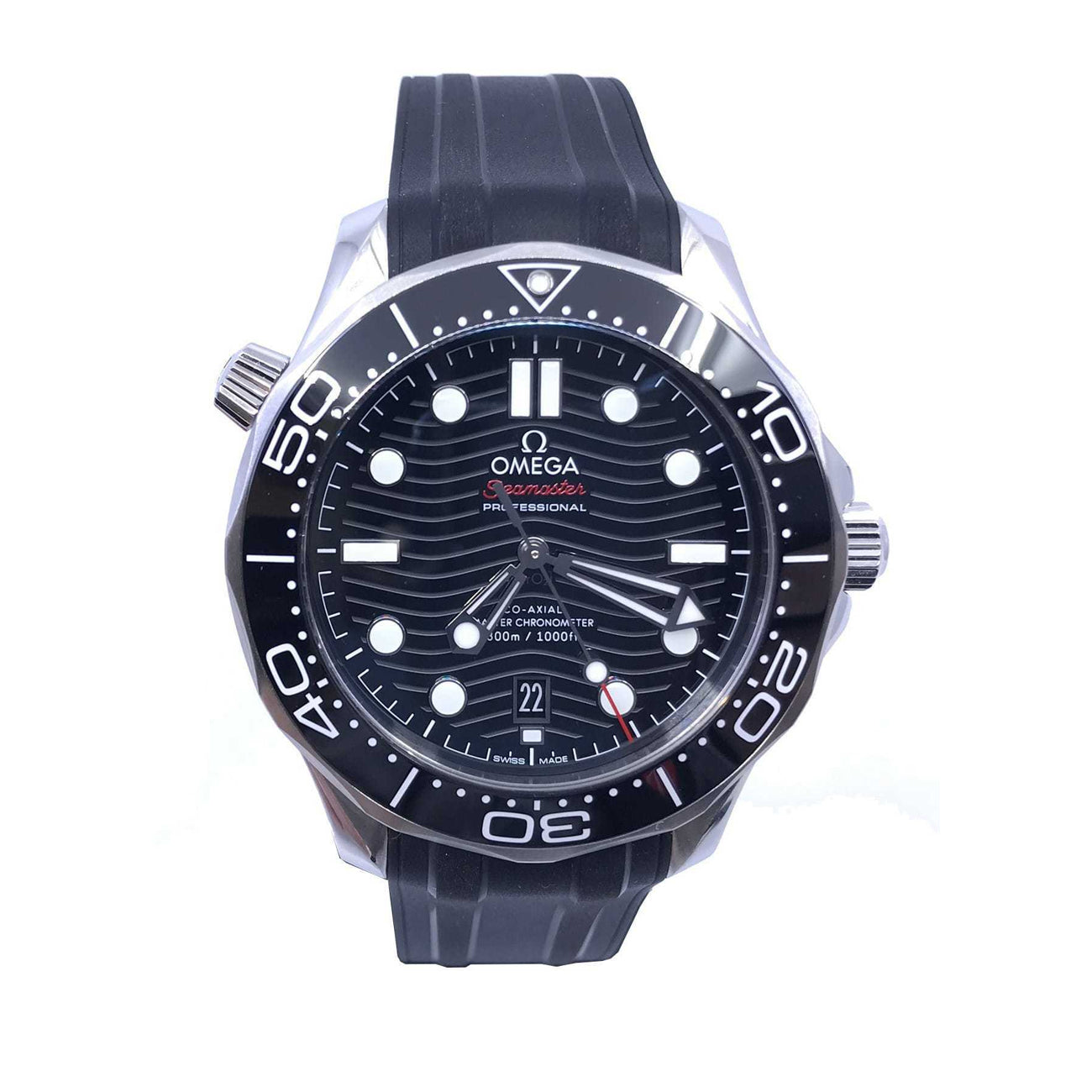 Omega Seamaster Diver 300M Co-Axial Master Chronometer Black Dial on Rubber Strap 210.32.42.20.01.001