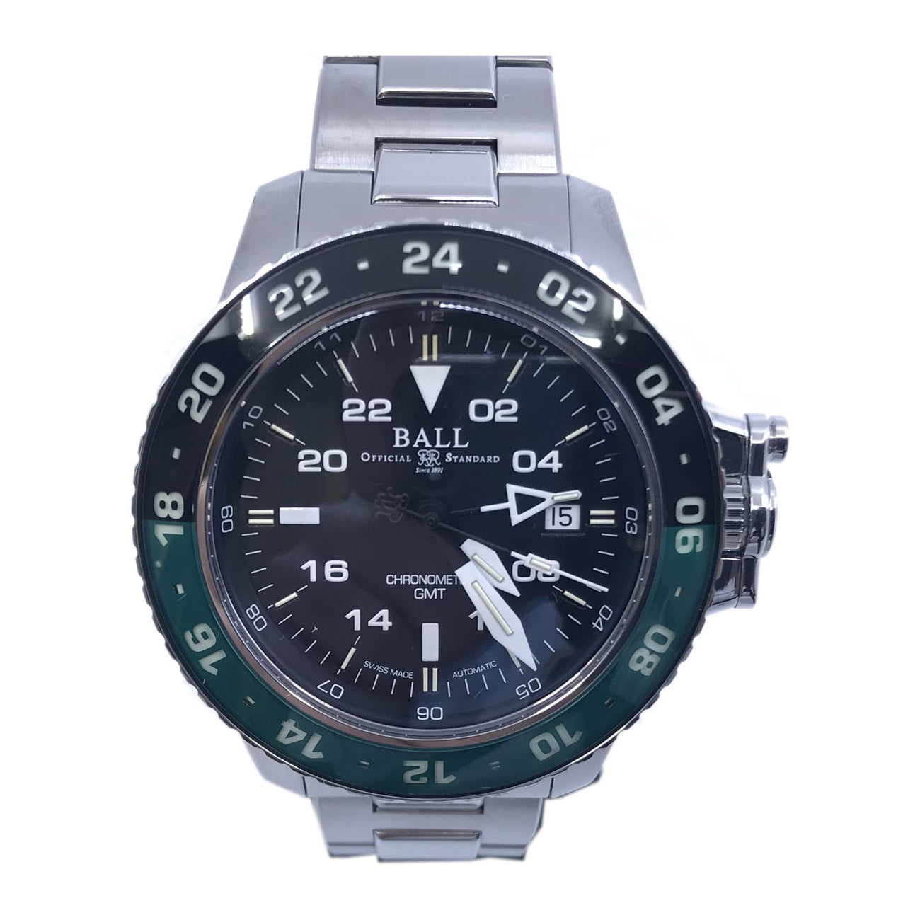 Ball Engineer Hydrocarbon AeroGMT II Black Dial Green Bezel