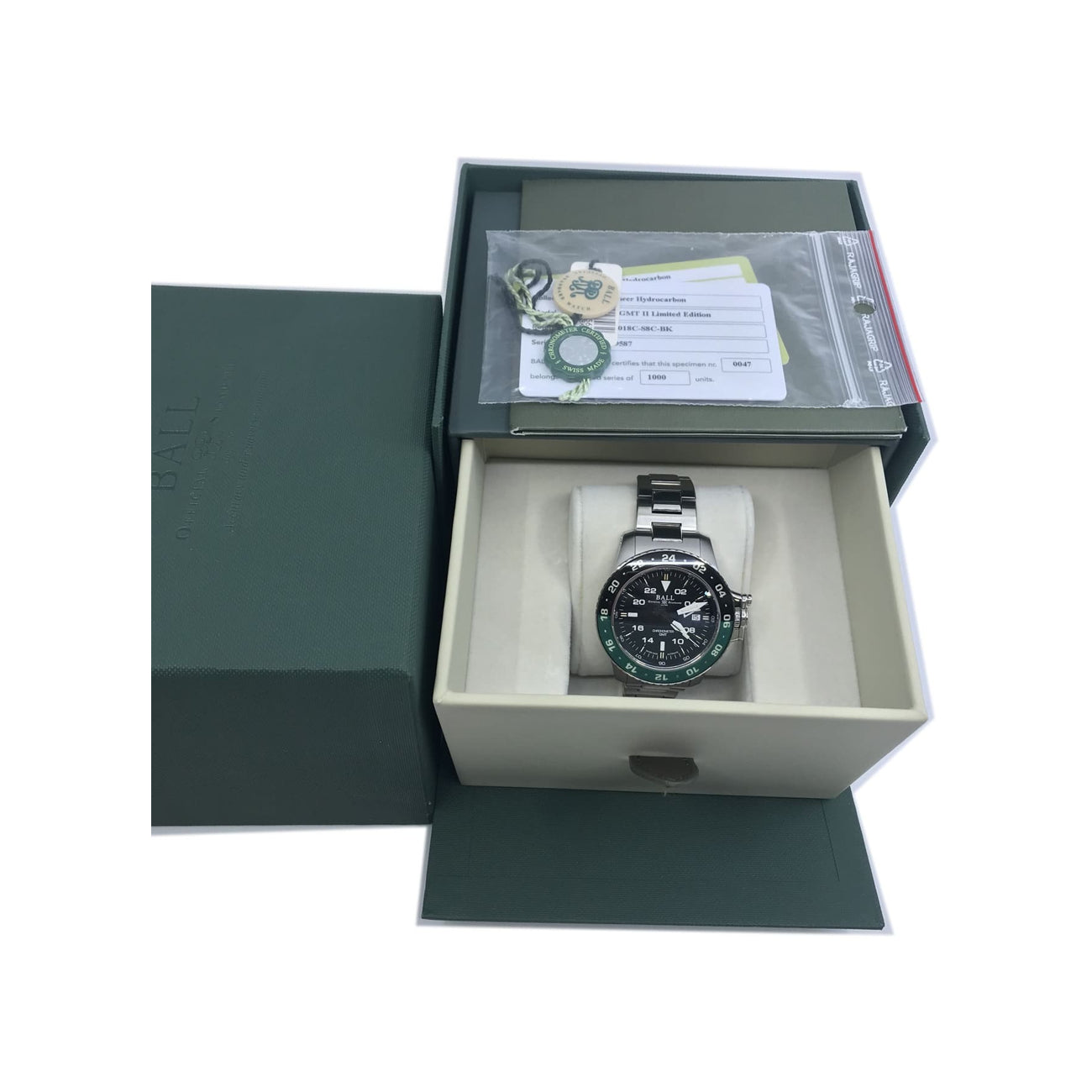Ball Engineer Hydrocarbon AeroGMT II Black Dial Green Bezel