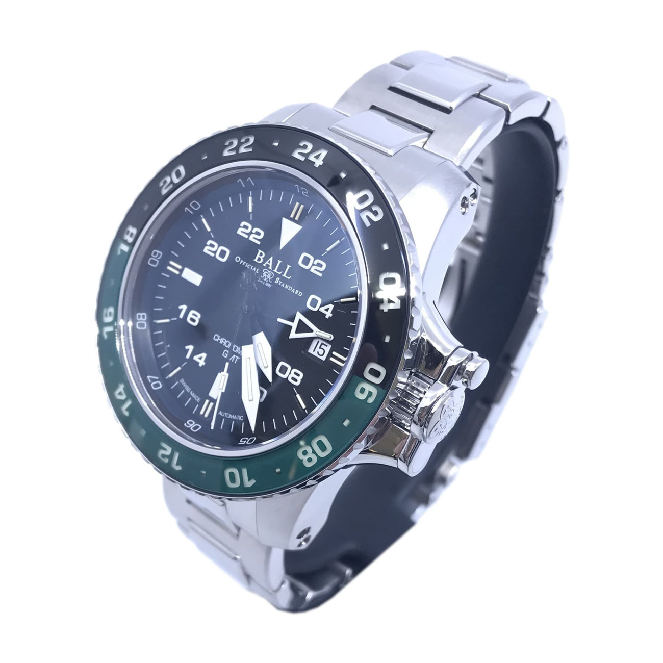 Ball Engineer Hydrocarbon AeroGMT II Black Dial Green Bezel
