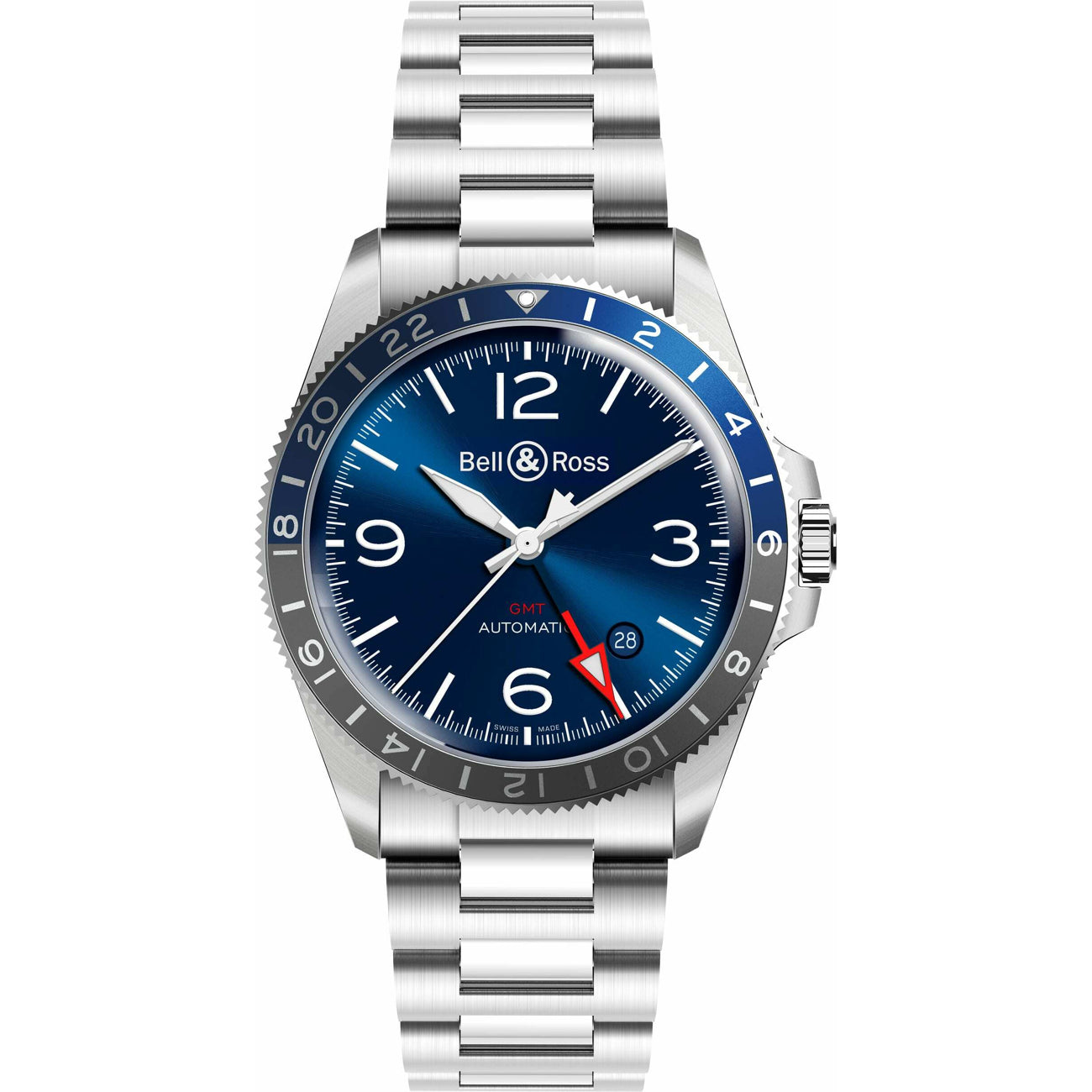 Bell & Ross BR V2-93 GMT Blue on Bracelet