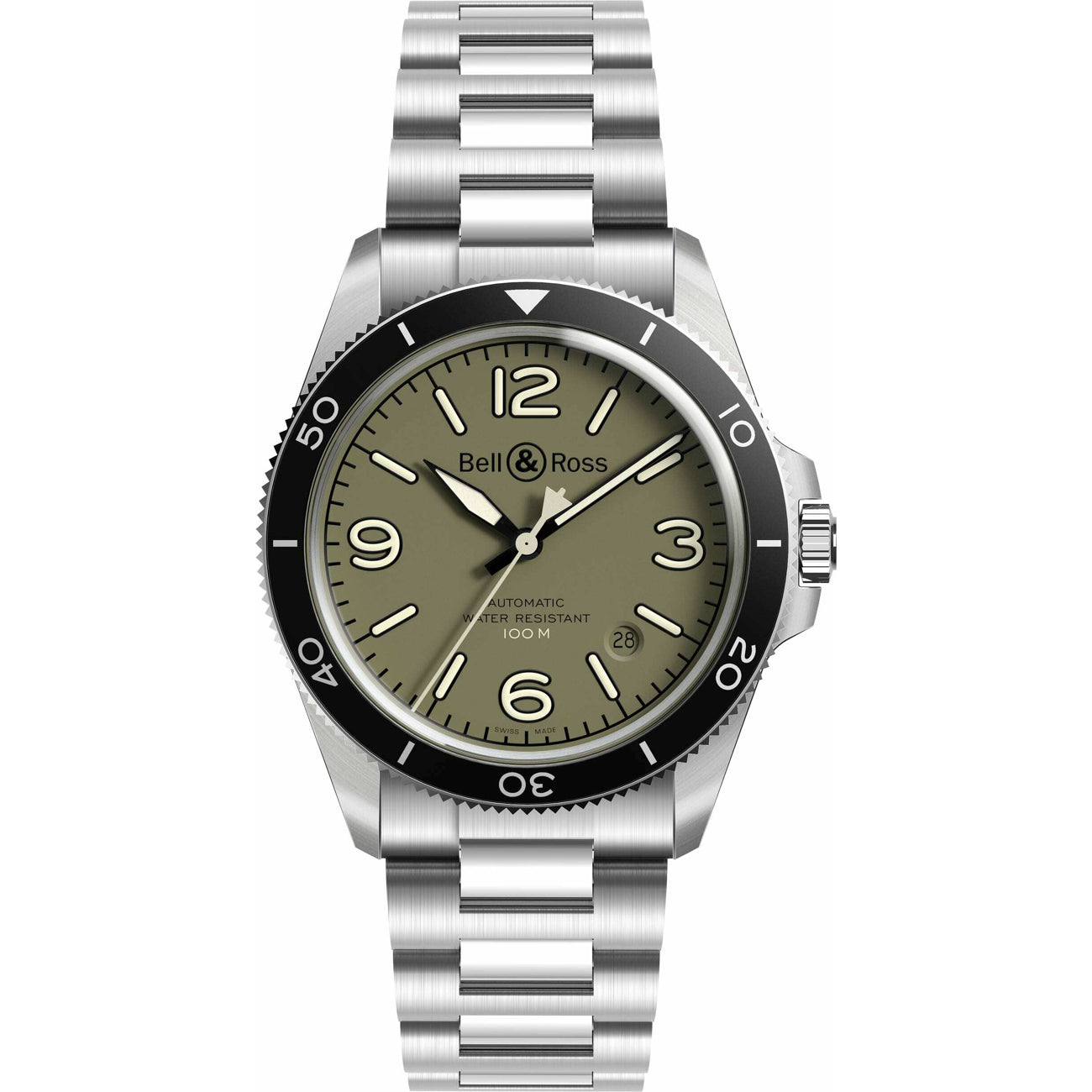Bell & Ross BR V2-92 Military Green on Bracelet