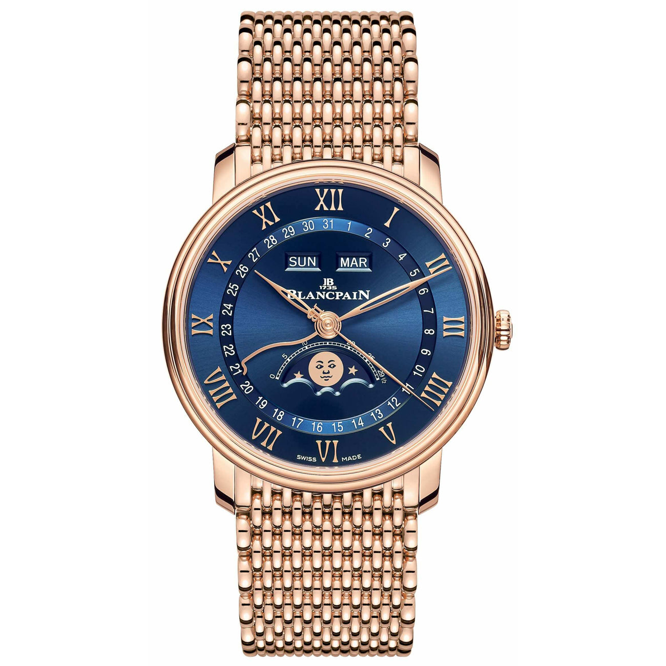 Blancpain Villeret Quantième Complete Calendar Blue Dial on Bracelet