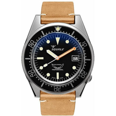 Squale 1521 Classic Black Sand Blasted on Strap