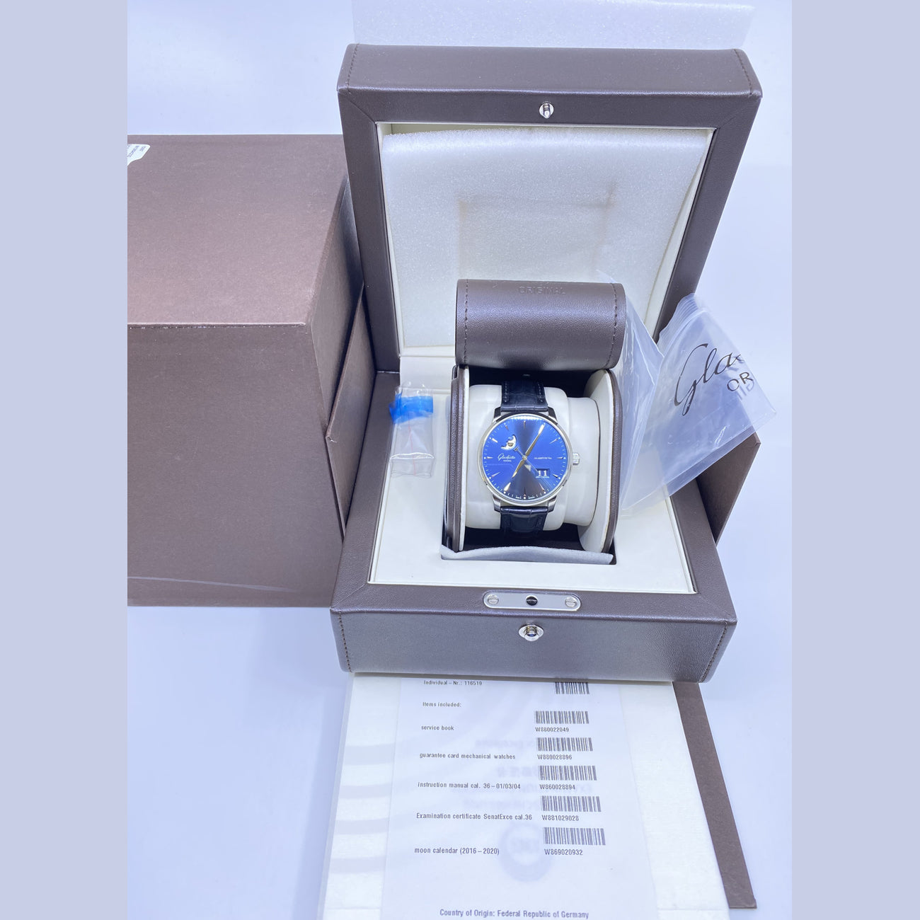 Glashütte Original Senator Excellence Panorama Date Blue Dial 36-04-04-02-01