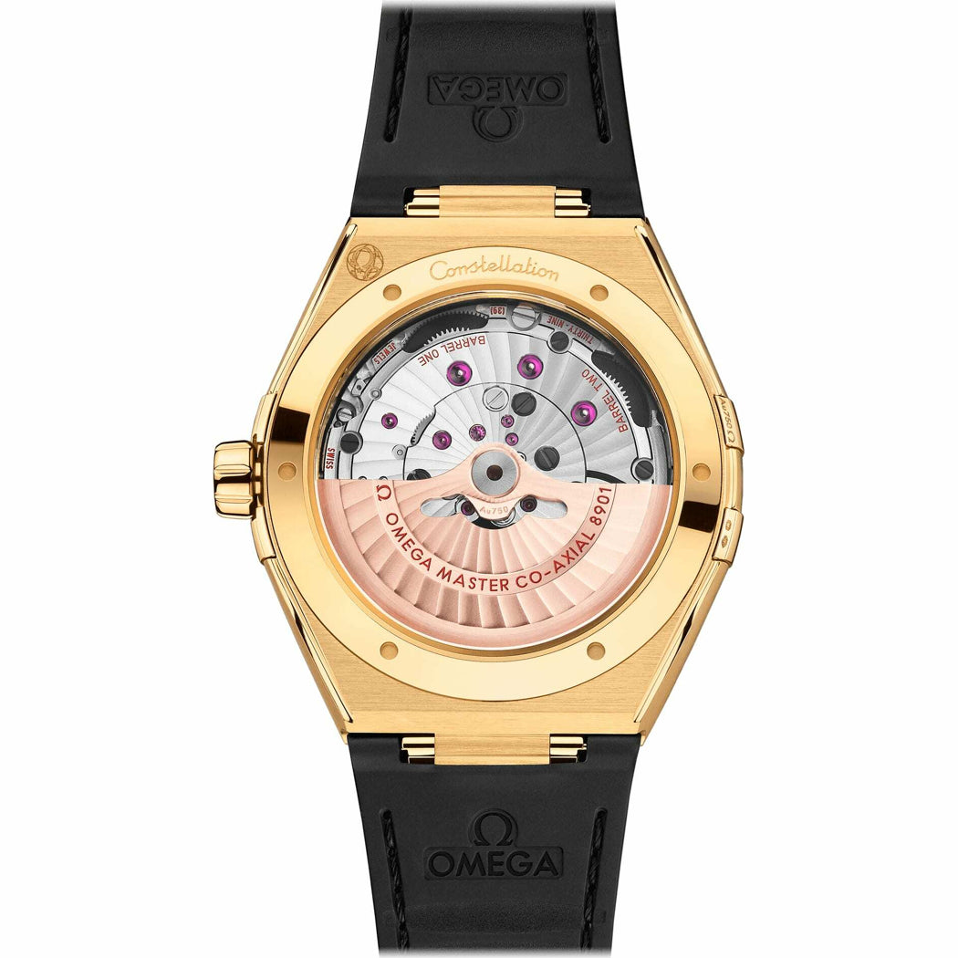 Omega Constellation Co-Axial Master Chronometer Yellow Gold Black Dial on Strap