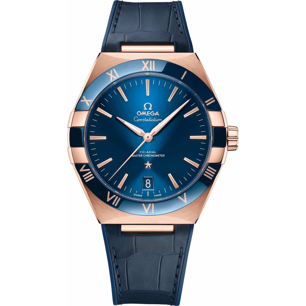 Omega Constellation Co-Axial Master Chronometer Sedna Gold Blue Dial on Strap
