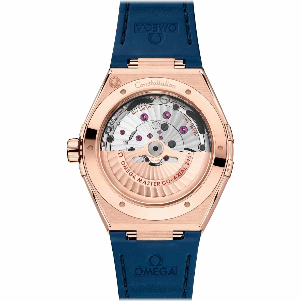 Omega Constellation Co-Axial Master Chronometer Sedna Gold Blue Dial on Strap