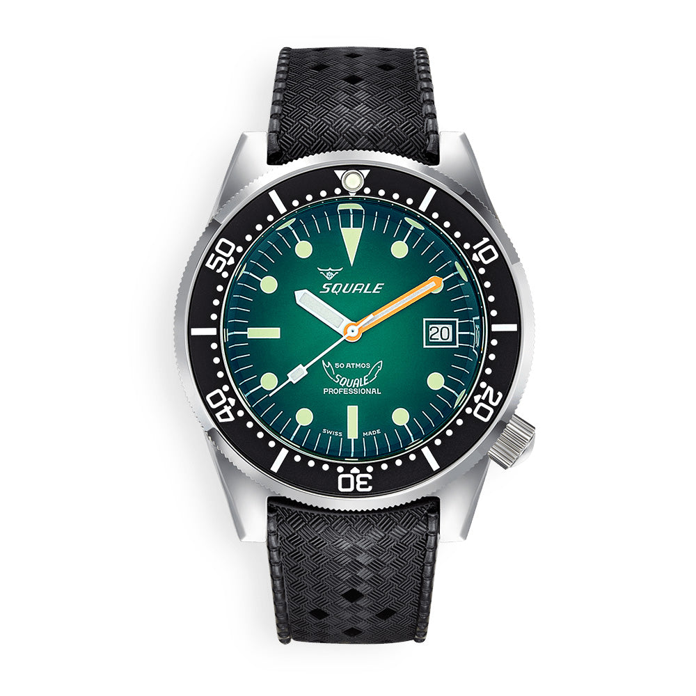 Squale 500m 1521 Green Ray on Rubber Strap