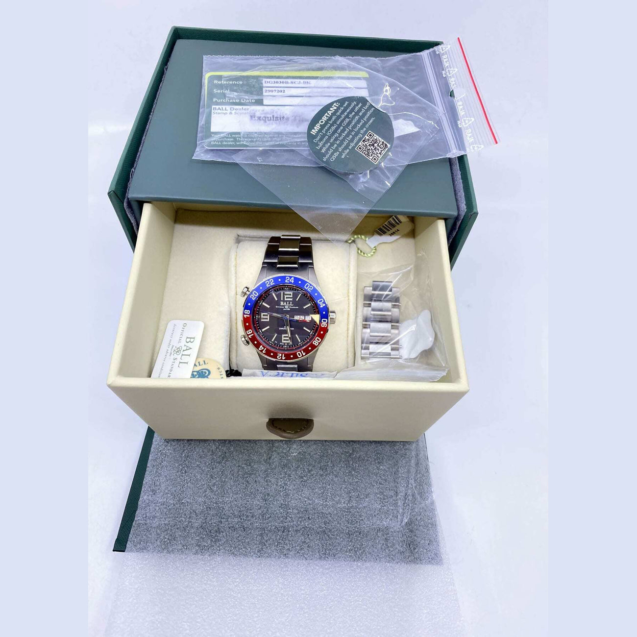 Ball Roadmaster Marine GMT Black Dial DG3030B-SCJ-BK