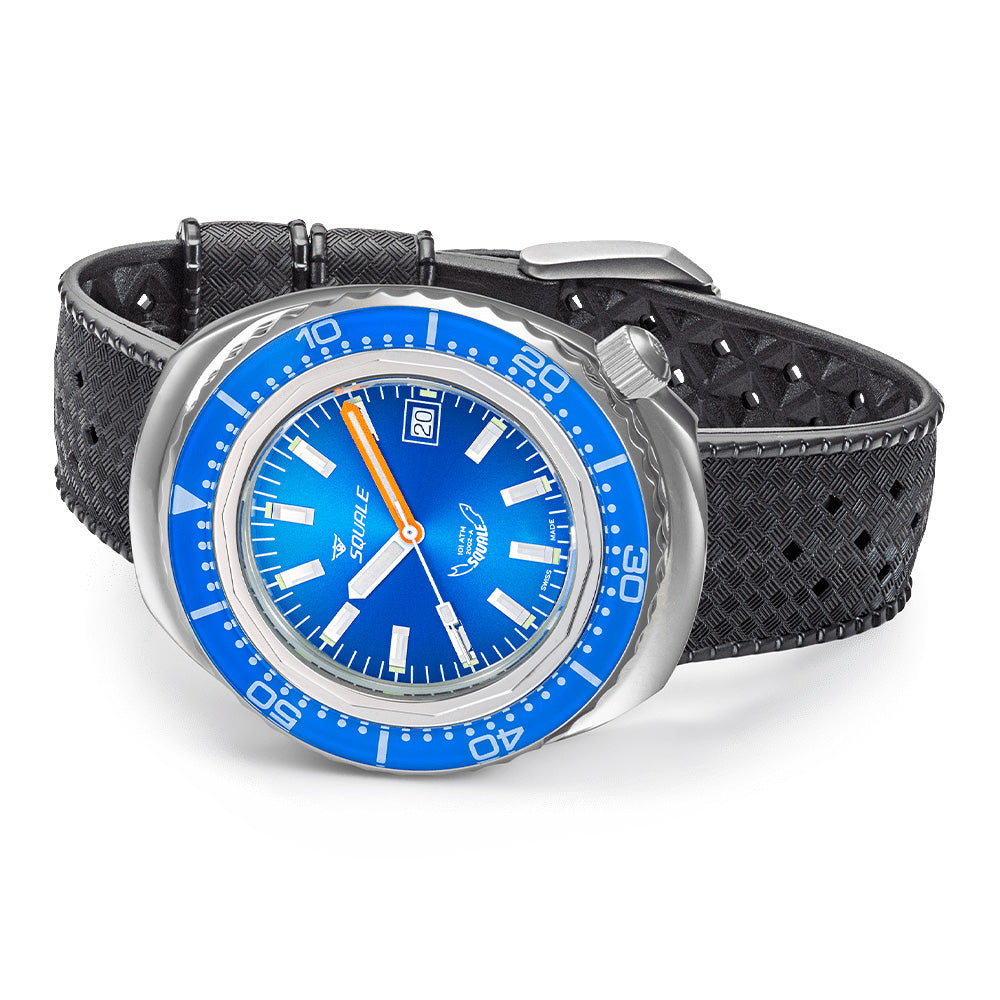 Squale 2002 Sapphire Bezel Blue Dial Rubber Strap 2002.SS.BL.BL.HT