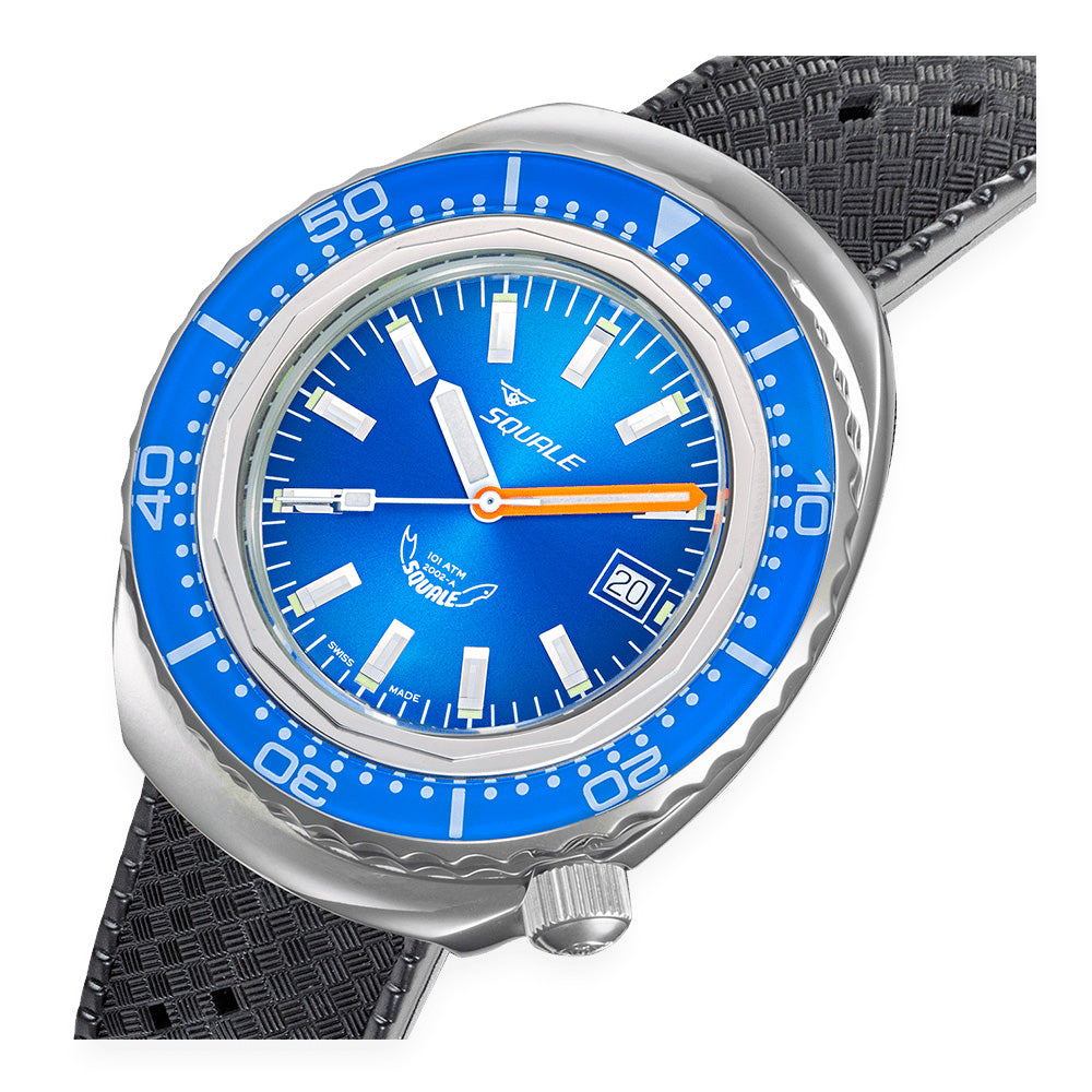 Squale 2002 Sapphire Bezel Blue Dial Rubber Strap 2002.SS.BL.BL.HT