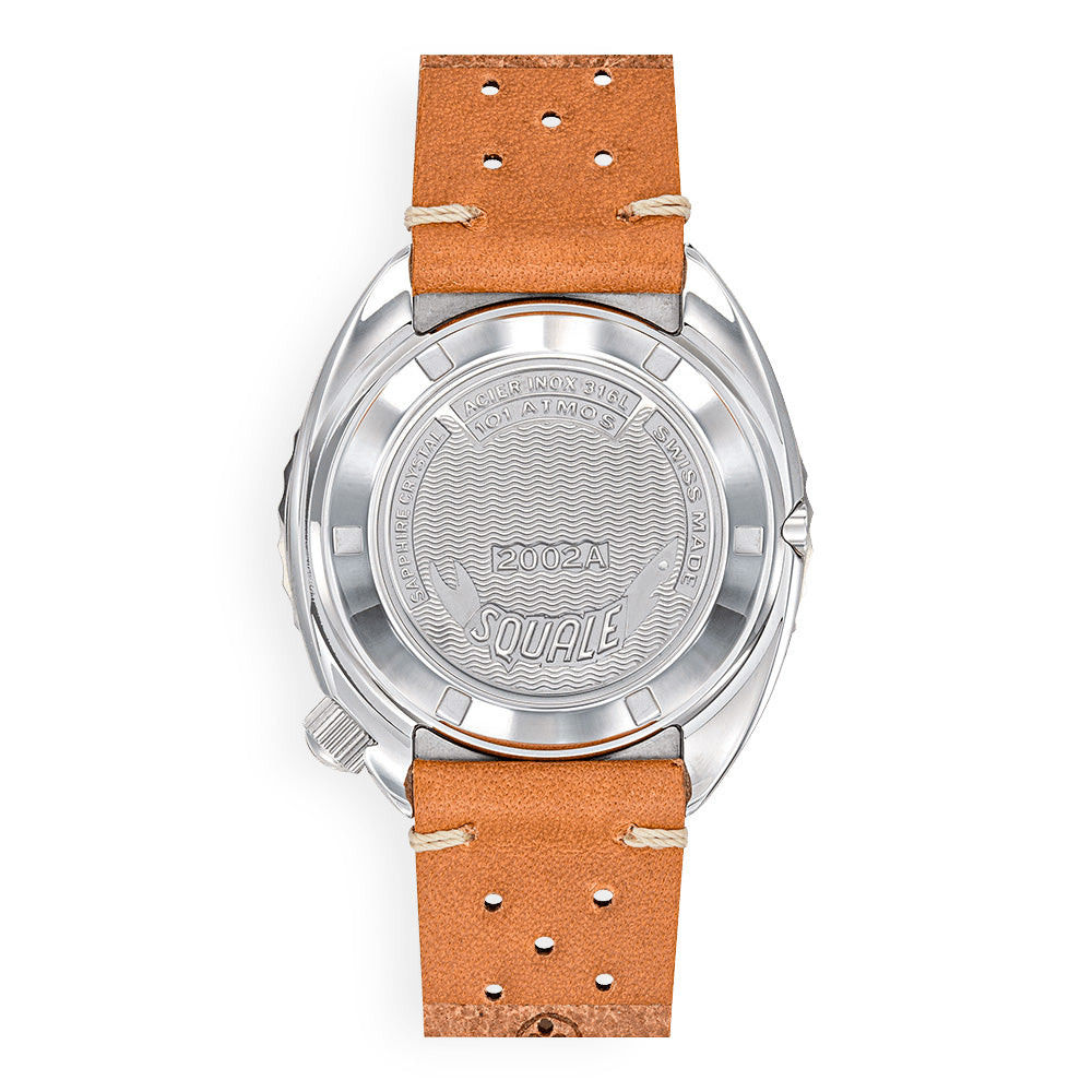 Squale 2002 Blue Dial Sapphire Bezel Brown Leather Strap