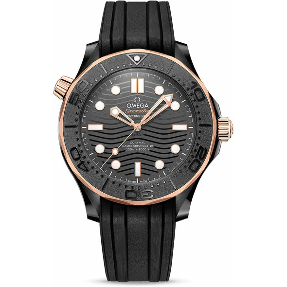 Omega Seamaster Diver 300 Black Ceramic on Rubber Strap