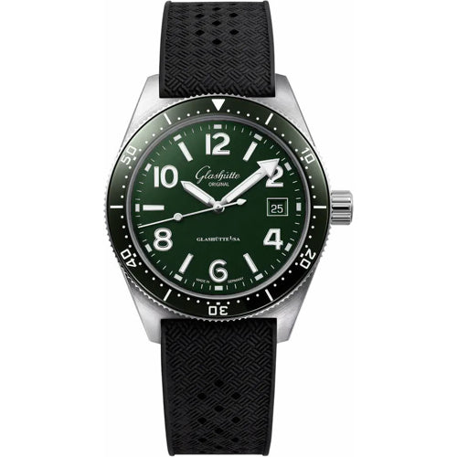 Glashütte Original SeaQ Reed Green Dial on Rubber Strap