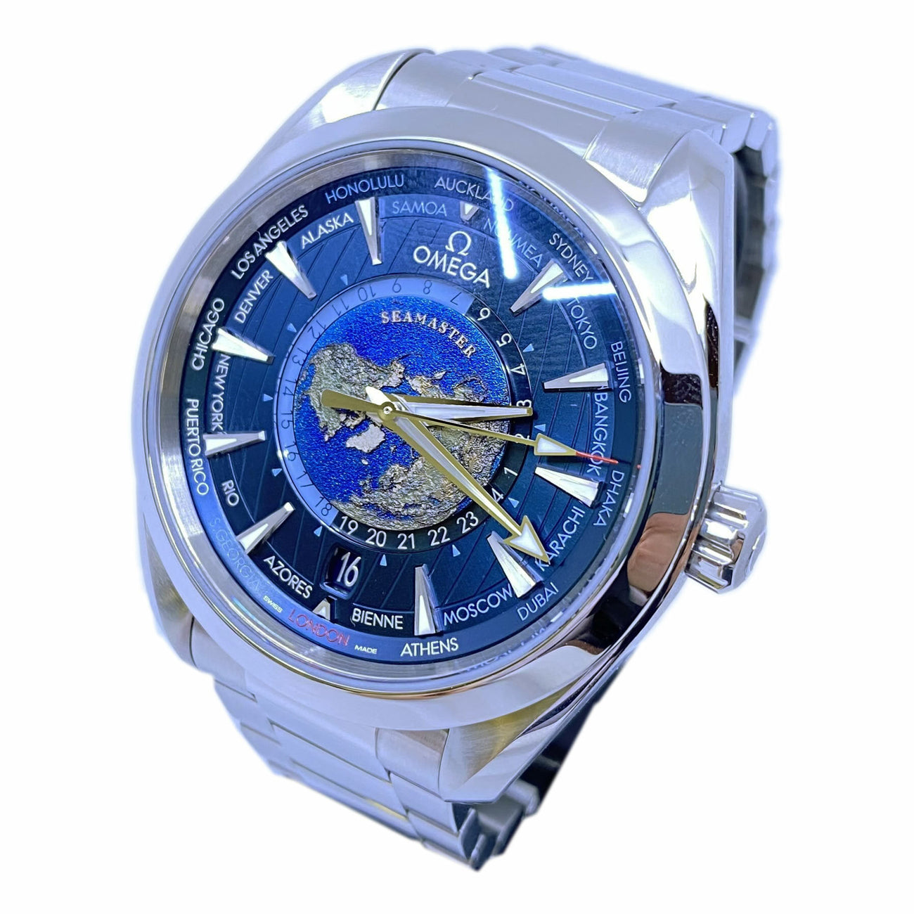 Omega Seamaster Aqua Terra 150m GMT World Timer 43mm on Bracelet 220.10.43.22.03.001
