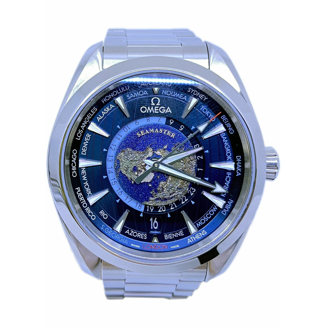 Omega Seamaster Aqua Terra 150m GMT World Timer 43mm on Bracelet 220.10.43.22.03.001