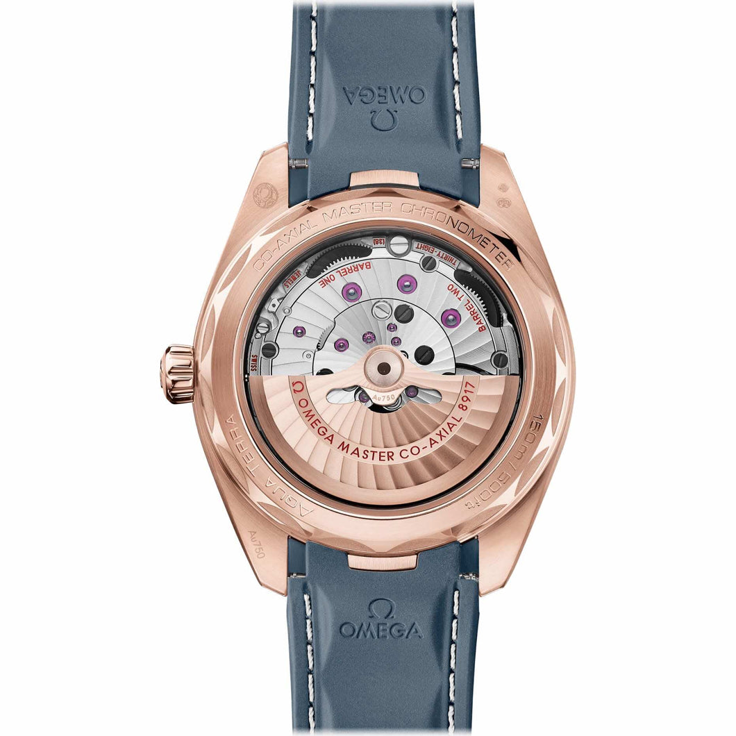 Omega Aqua Terra 150M Small Seconds Sedna Gold Blue Dial 41mm on Strap