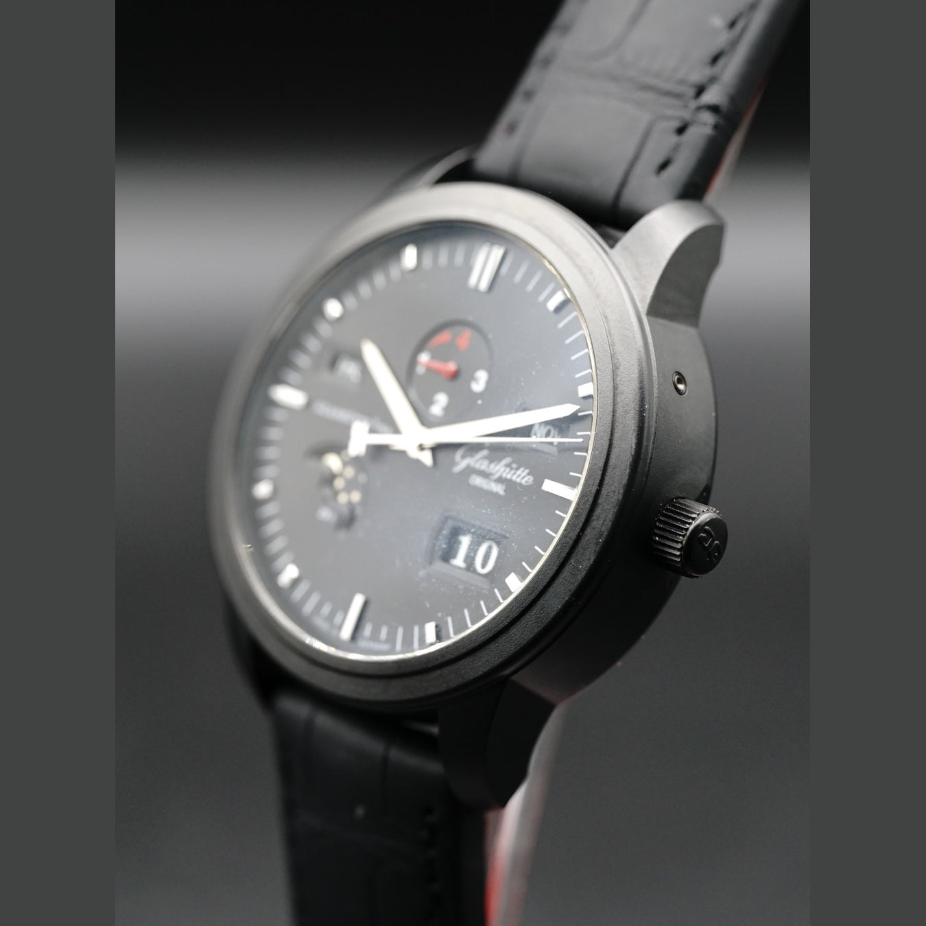 Glashutte Senator Perpetual Calendar 42mm Automatic in Black Ceramic Black Dial 100-07-06-06-04