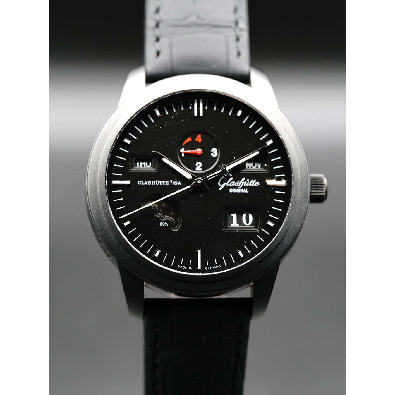 Glashutte Senator Perpetual Calendar 42mm Automatic in Black Ceramic Black Dial 100-07-06-06-04