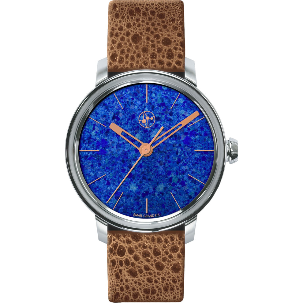 Lundis Bleus Contemporaines Abstract on Frog Leather Strap