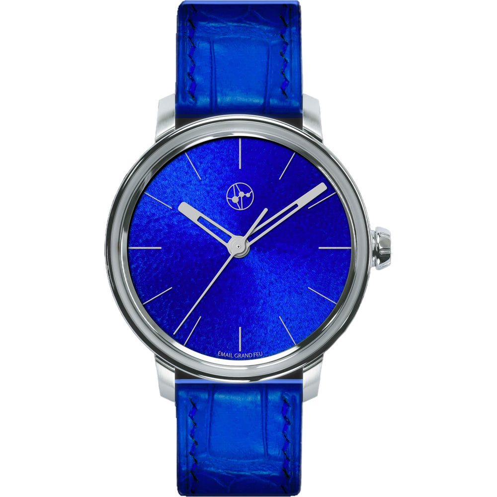 Lundis Bleus Contemporaines Royal Blue on Alligator Leather Strap
