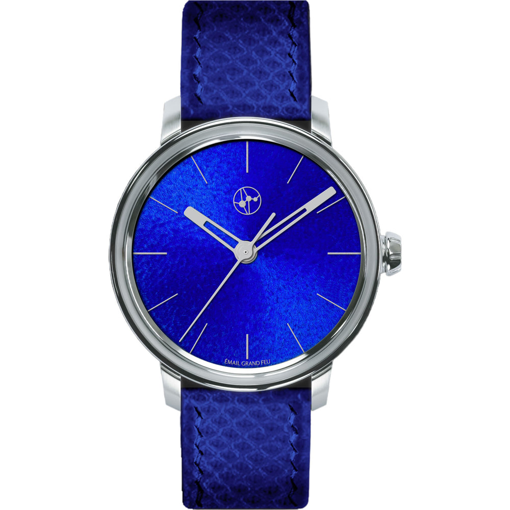 Lundis Bleus Contemporaines Royal Blue on Snake Leather Strap